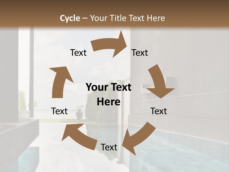 A Swimming Pool With A Wooden Ceiling And Windows PowerPoint Template