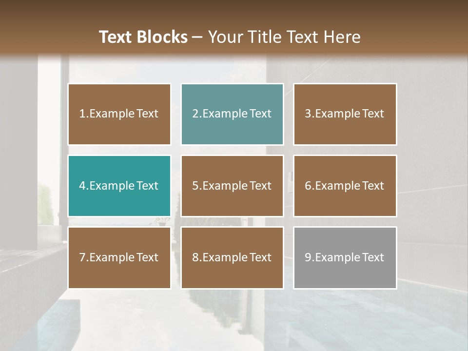 A Swimming Pool With A Wooden Ceiling And Windows PowerPoint Template
