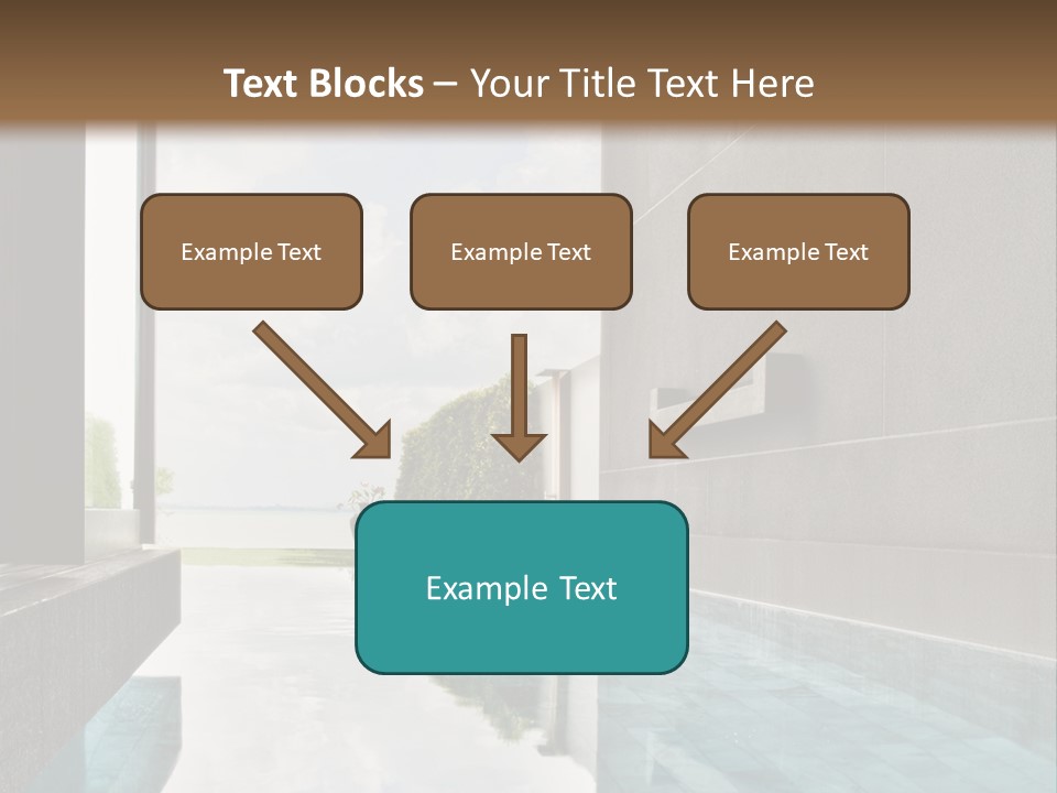 A Swimming Pool With A Wooden Ceiling And Windows PowerPoint Template