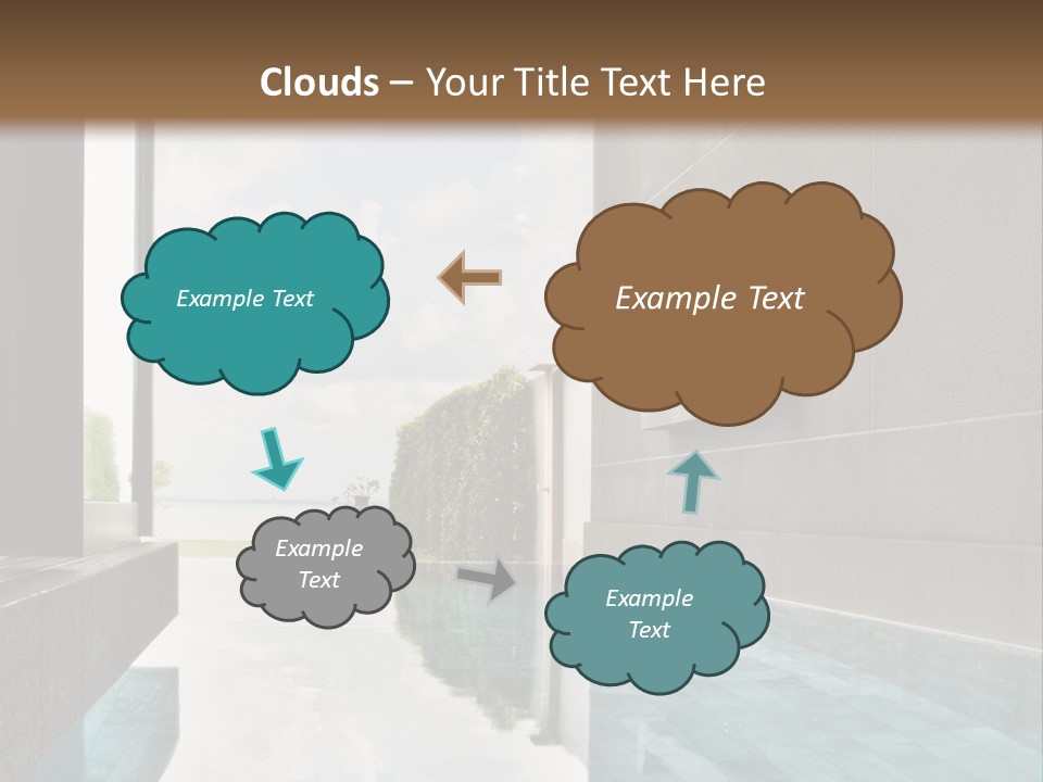A Swimming Pool With A Wooden Ceiling And Windows PowerPoint Template