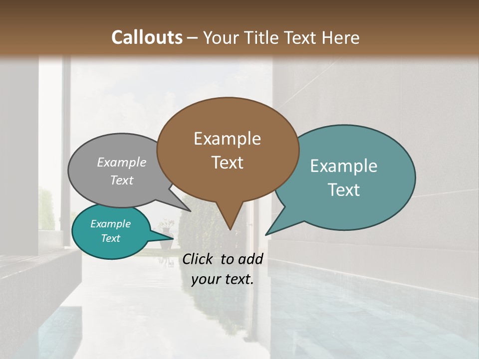 A Swimming Pool With A Wooden Ceiling And Windows PowerPoint Template