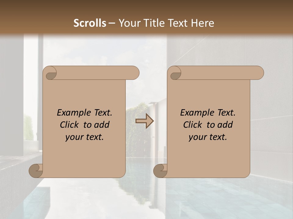 A Swimming Pool With A Wooden Ceiling And Windows PowerPoint Template