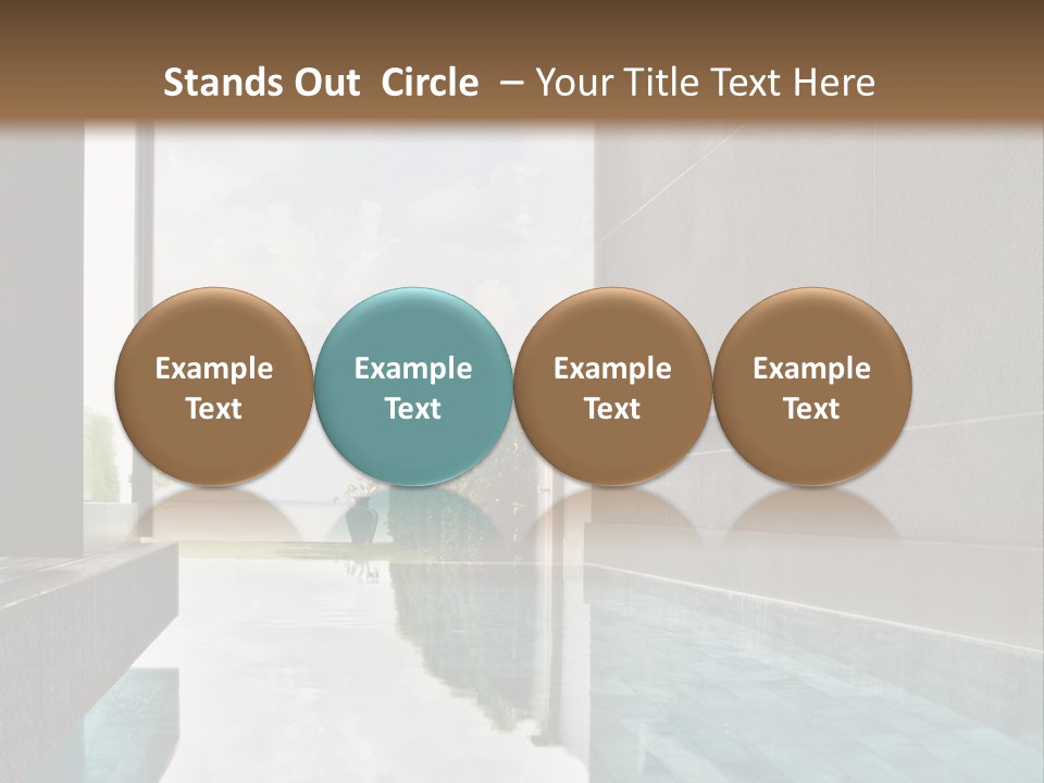 A Swimming Pool With A Wooden Ceiling And Windows PowerPoint Template