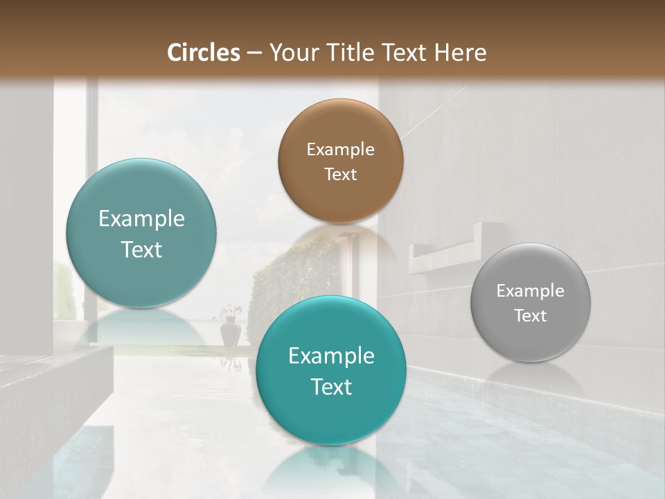 A Swimming Pool With A Wooden Ceiling And Windows PowerPoint Template