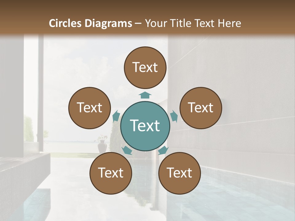 A Swimming Pool With A Wooden Ceiling And Windows PowerPoint Template