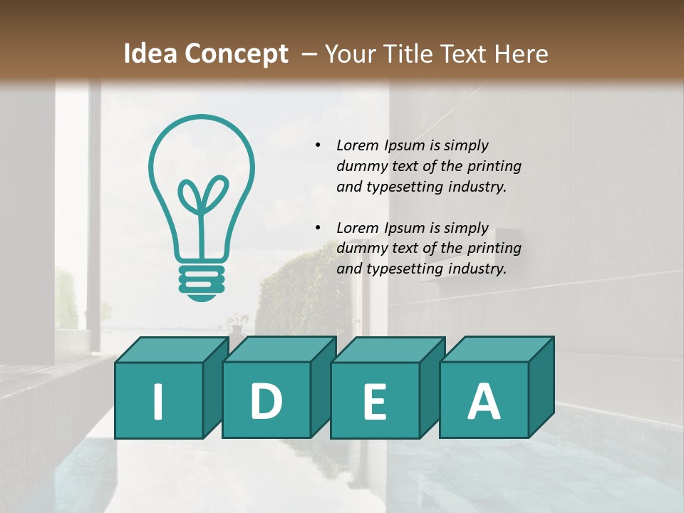 A Swimming Pool With A Wooden Ceiling And Windows PowerPoint Template