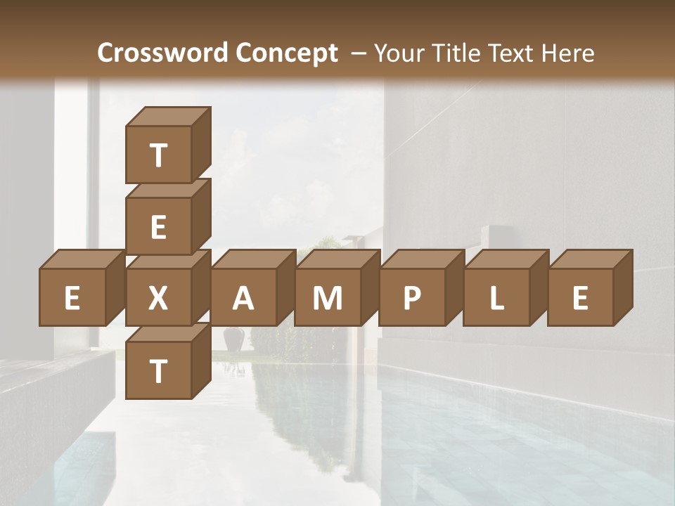 A Swimming Pool With A Wooden Ceiling And Windows PowerPoint Template