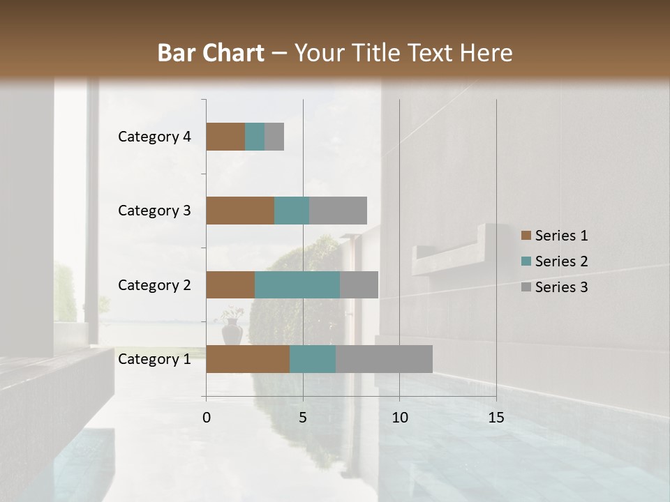 A Swimming Pool With A Wooden Ceiling And Windows PowerPoint Template