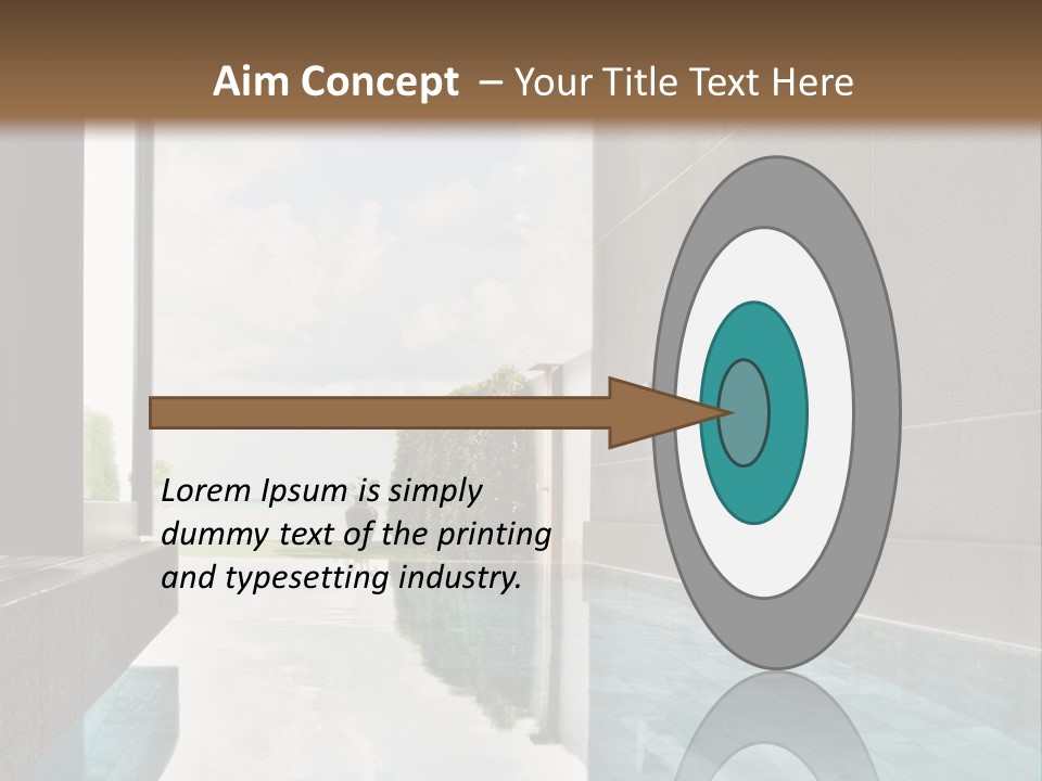 A Swimming Pool With A Wooden Ceiling And Windows PowerPoint Template