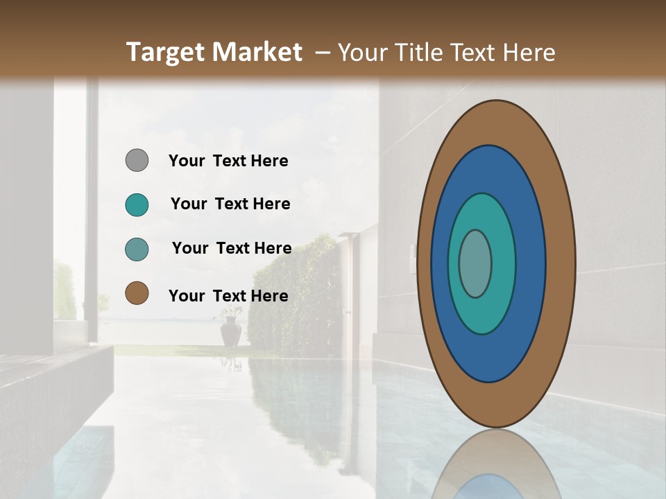 A Swimming Pool With A Wooden Ceiling And Windows PowerPoint Template