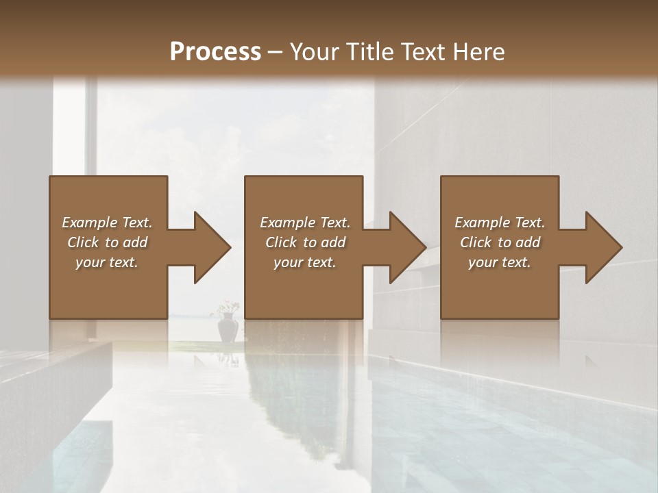 A Swimming Pool With A Wooden Ceiling And Windows PowerPoint Template