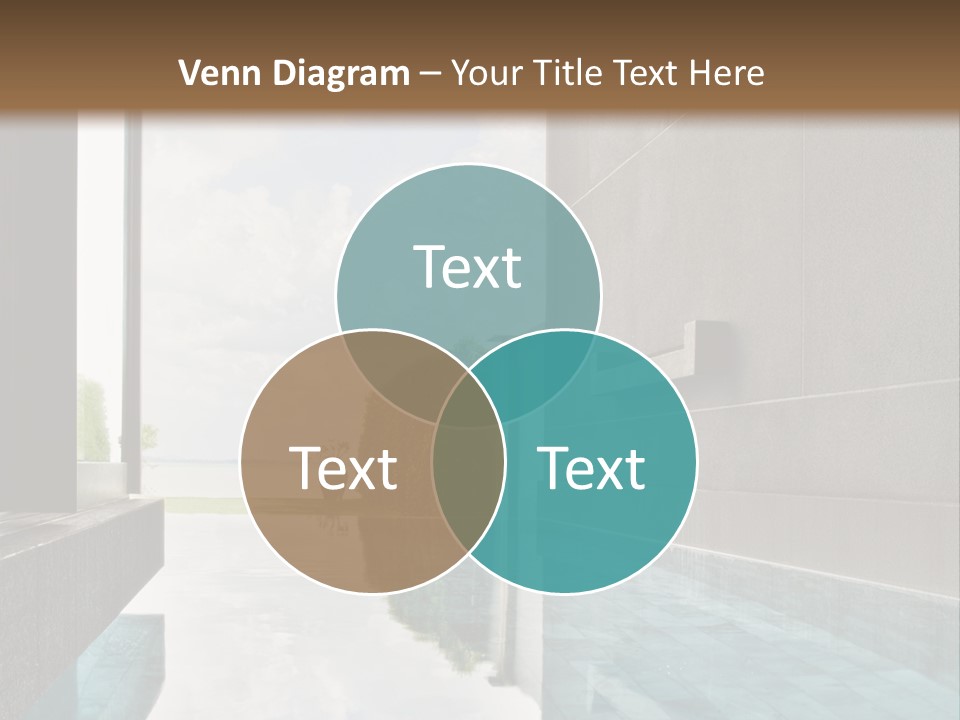 A Swimming Pool With A Wooden Ceiling And Windows PowerPoint Template