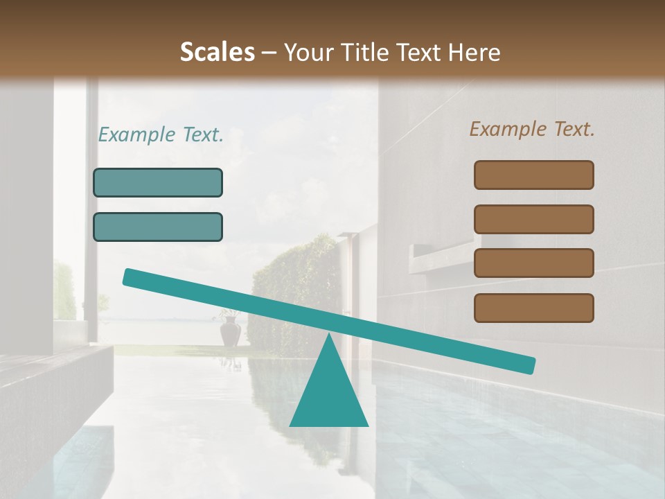 A Swimming Pool With A Wooden Ceiling And Windows PowerPoint Template