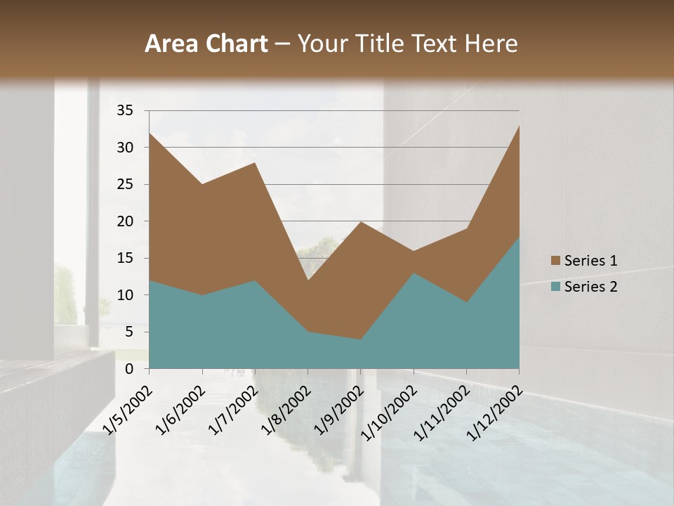 A Swimming Pool With A Wooden Ceiling And Windows PowerPoint Template