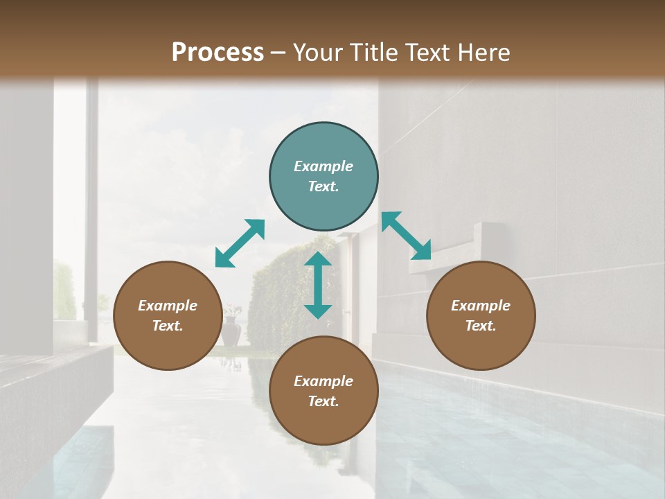 A Swimming Pool With A Wooden Ceiling And Windows PowerPoint Template