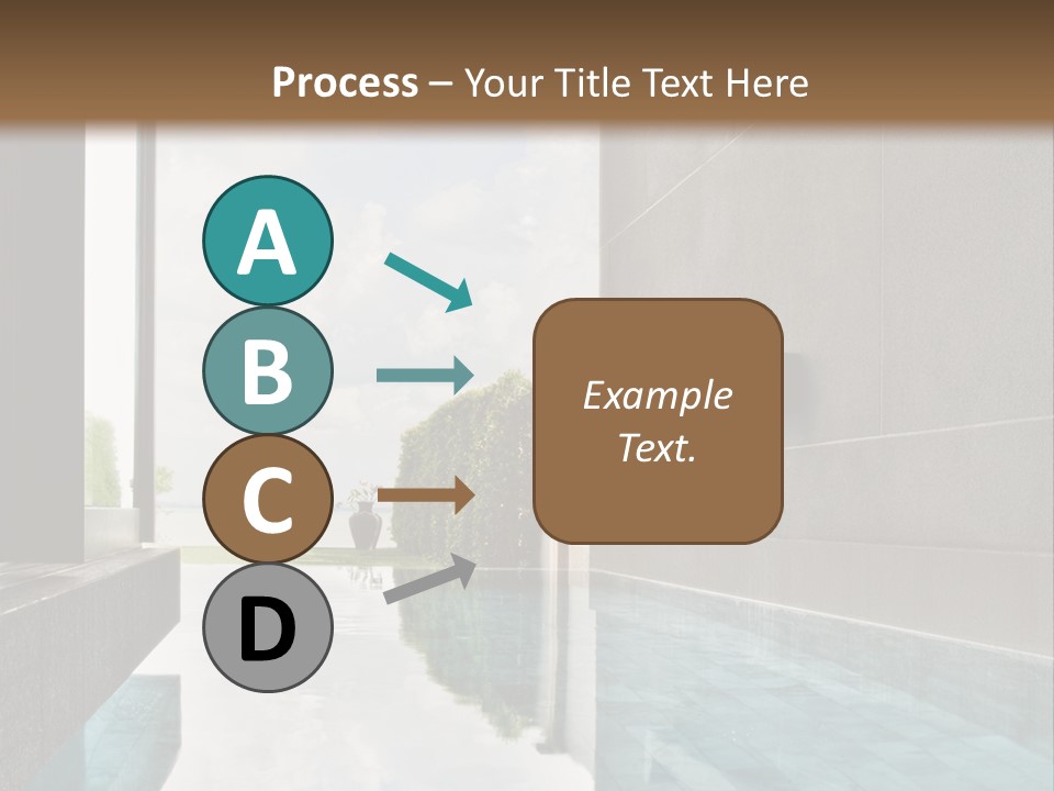 A Swimming Pool With A Wooden Ceiling And Windows PowerPoint Template