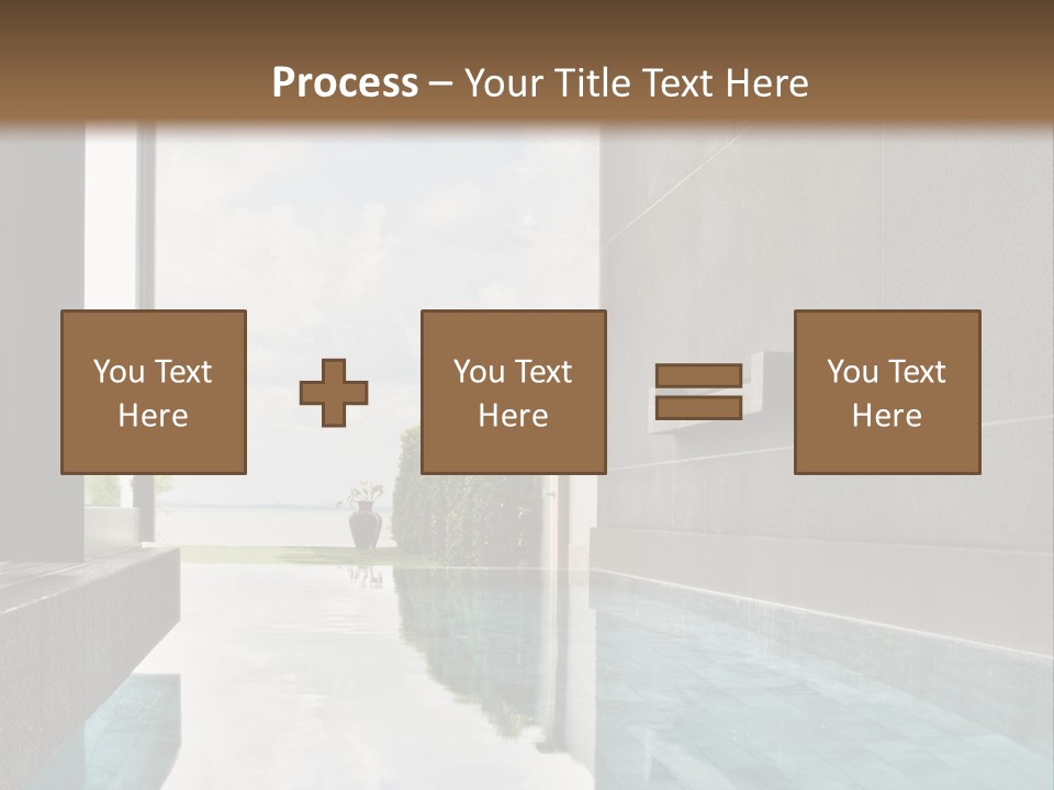 A Swimming Pool With A Wooden Ceiling And Windows PowerPoint Template