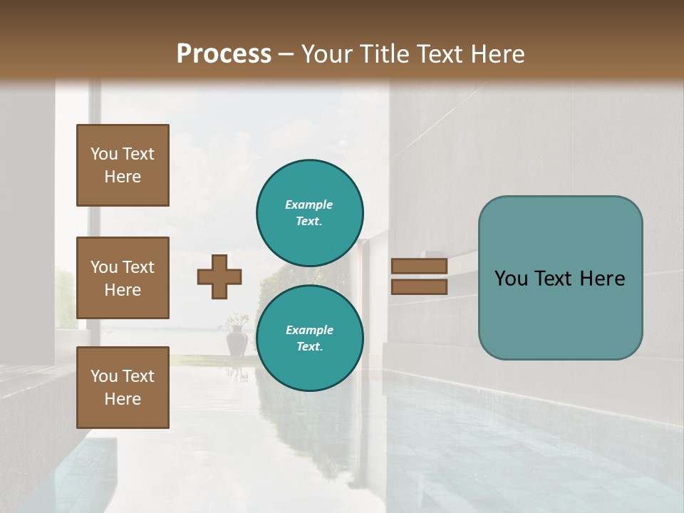 A Swimming Pool With A Wooden Ceiling And Windows PowerPoint Template