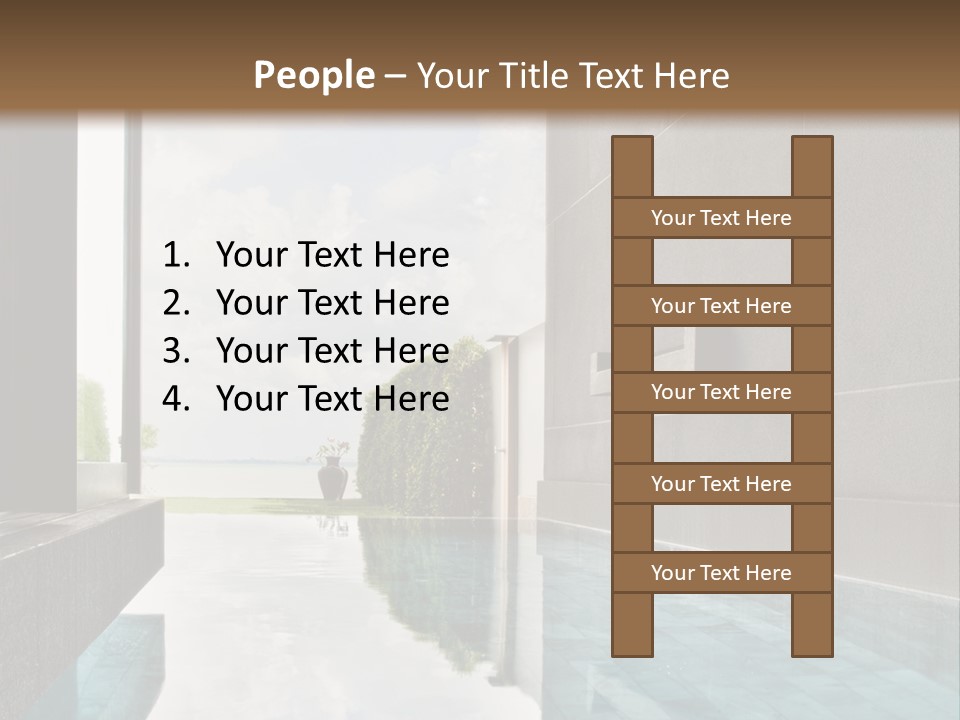 A Swimming Pool With A Wooden Ceiling And Windows PowerPoint Template