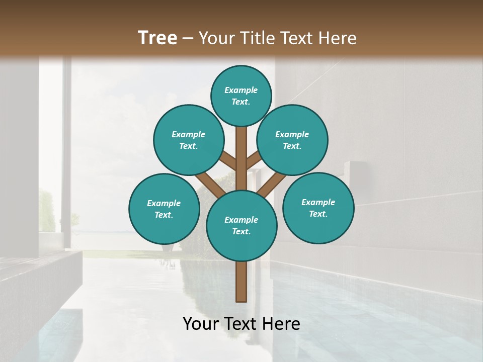 A Swimming Pool With A Wooden Ceiling And Windows PowerPoint Template