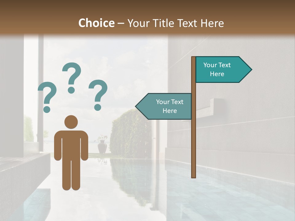 A Swimming Pool With A Wooden Ceiling And Windows PowerPoint Template