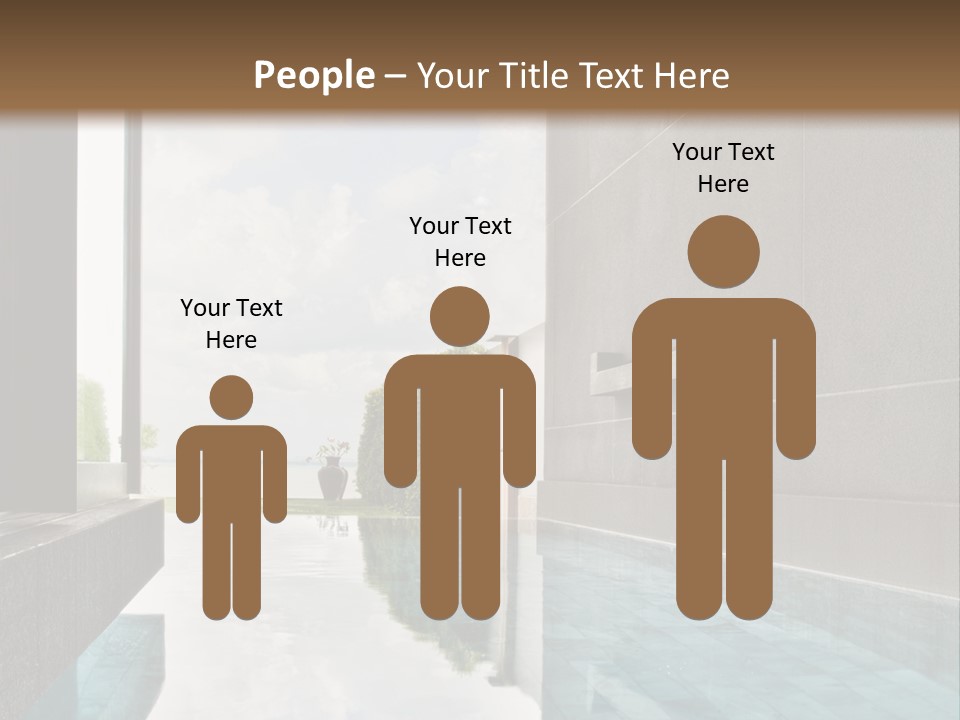 A Swimming Pool With A Wooden Ceiling And Windows PowerPoint Template