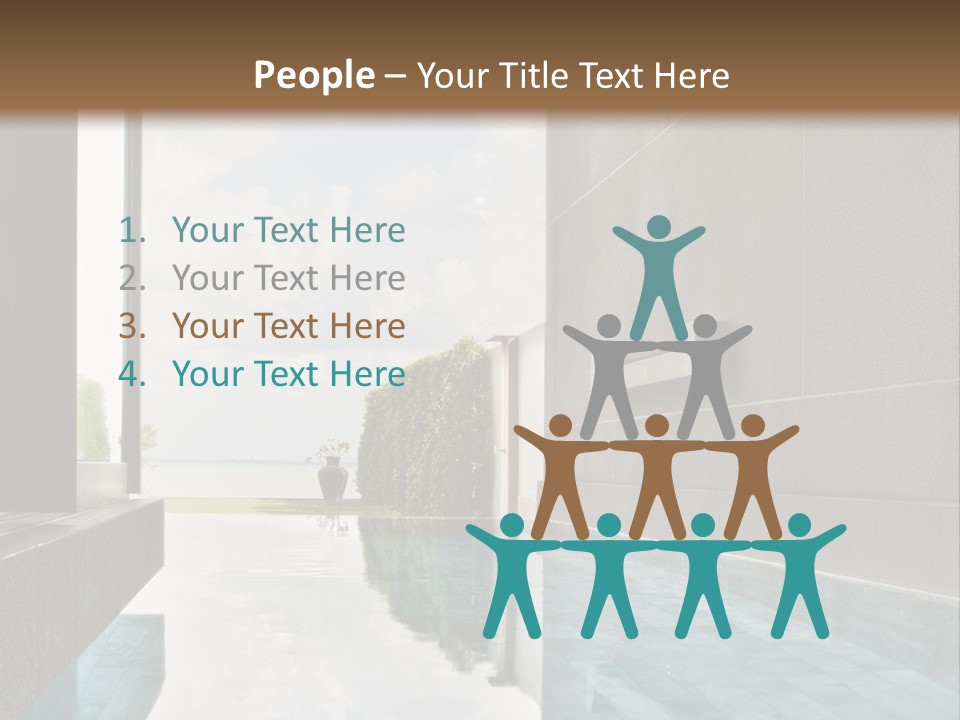 A Swimming Pool With A Wooden Ceiling And Windows PowerPoint Template