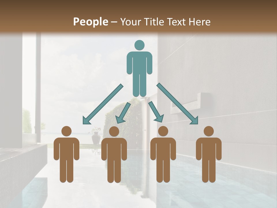 A Swimming Pool With A Wooden Ceiling And Windows PowerPoint Template