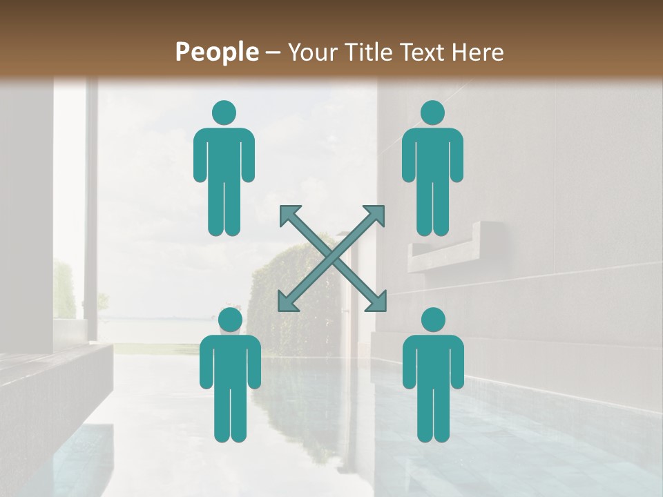 A Swimming Pool With A Wooden Ceiling And Windows PowerPoint Template