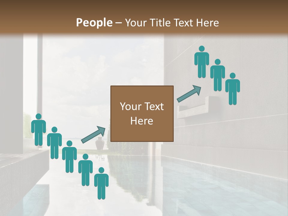 A Swimming Pool With A Wooden Ceiling And Windows PowerPoint Template