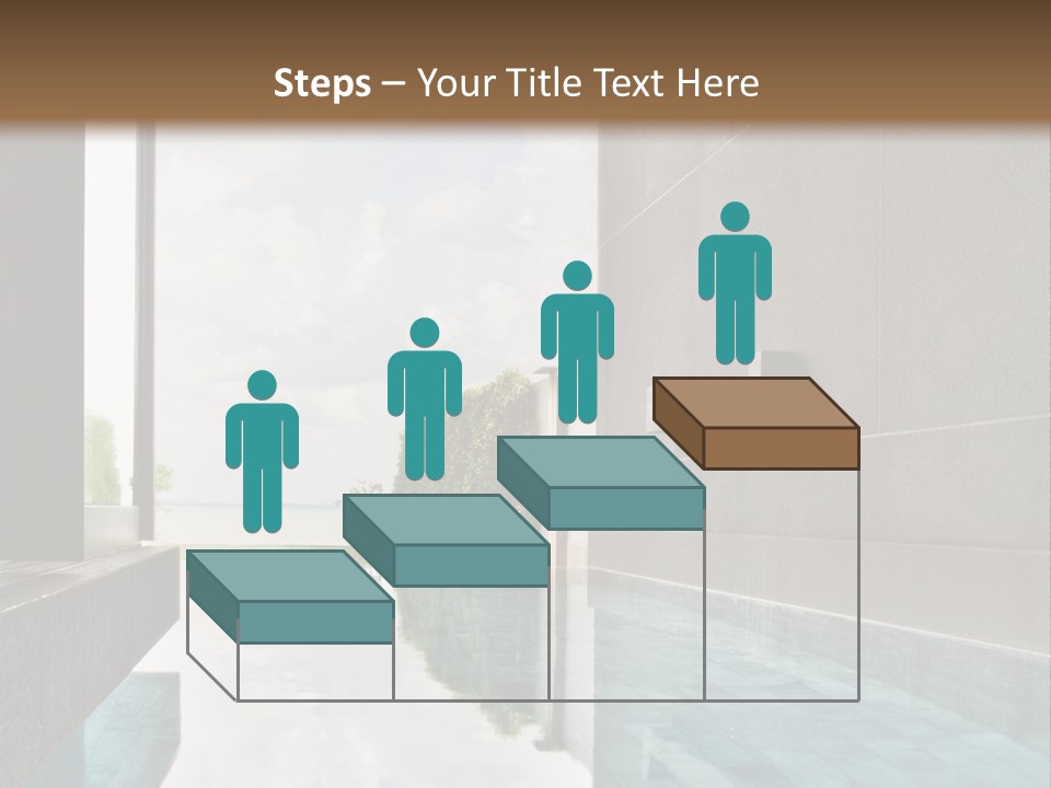 A Swimming Pool With A Wooden Ceiling And Windows PowerPoint Template