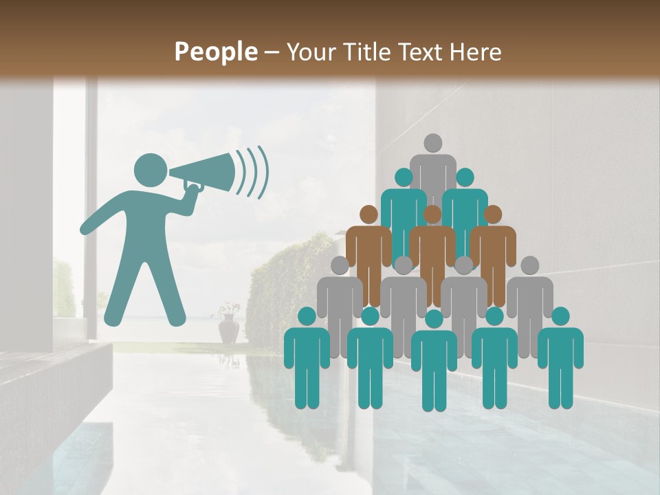 A Swimming Pool With A Wooden Ceiling And Windows PowerPoint Template