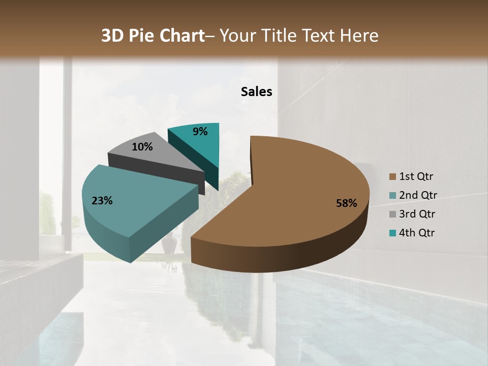 A Swimming Pool With A Wooden Ceiling And Windows PowerPoint Template