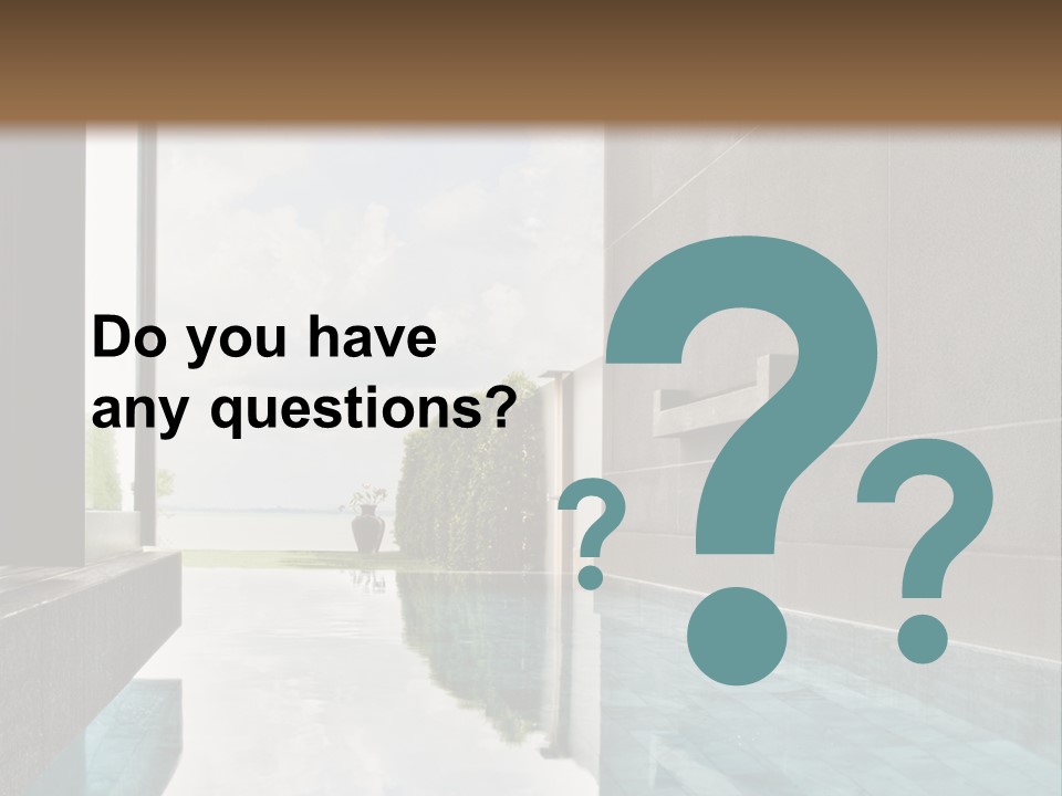 A Swimming Pool With A Wooden Ceiling And Windows PowerPoint Template