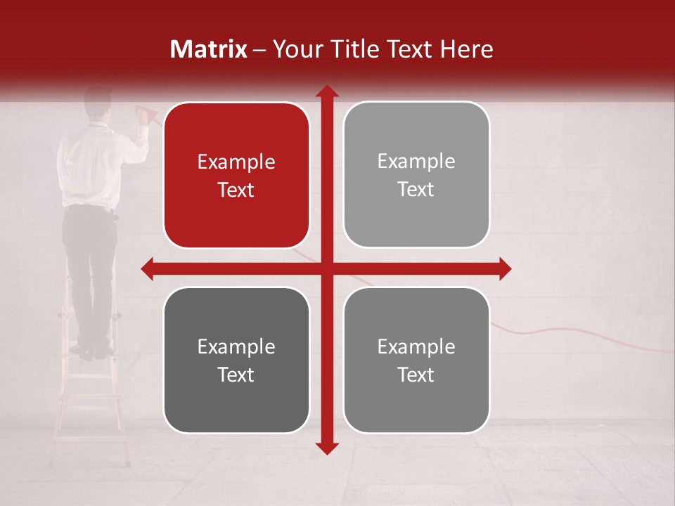 A Man Standing On A Ladder Drawing A Line On A Wall PowerPoint Template