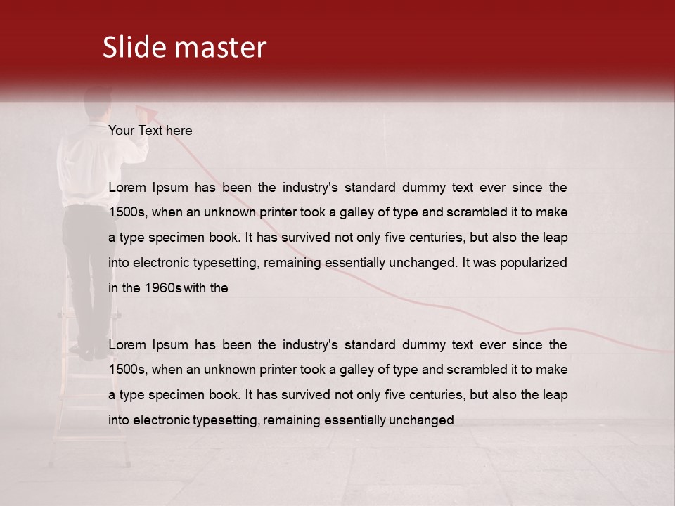 A Man Standing On A Ladder Drawing A Line On A Wall PowerPoint Template