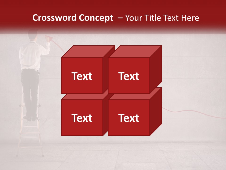 A Man Standing On A Ladder Drawing A Line On A Wall PowerPoint Template