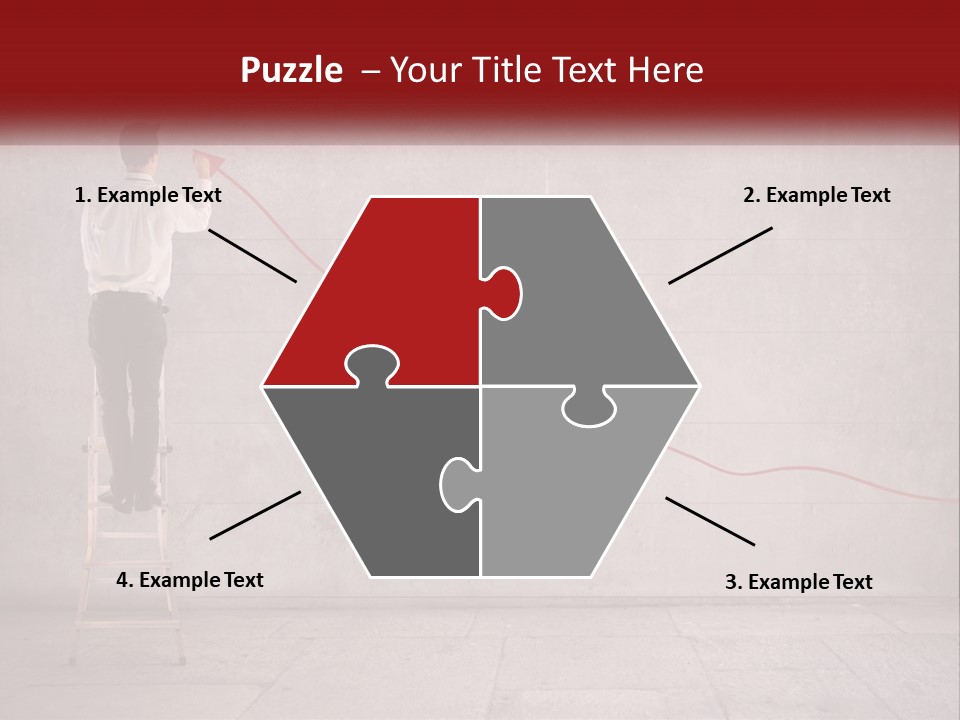 A Man Standing On A Ladder Drawing A Line On A Wall PowerPoint Template