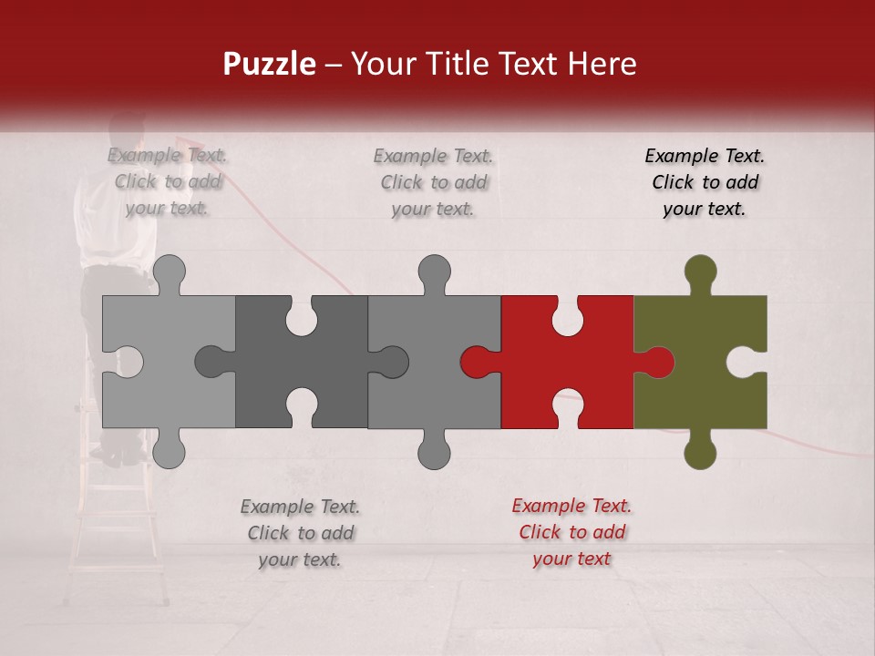 A Man Standing On A Ladder Drawing A Line On A Wall PowerPoint Template