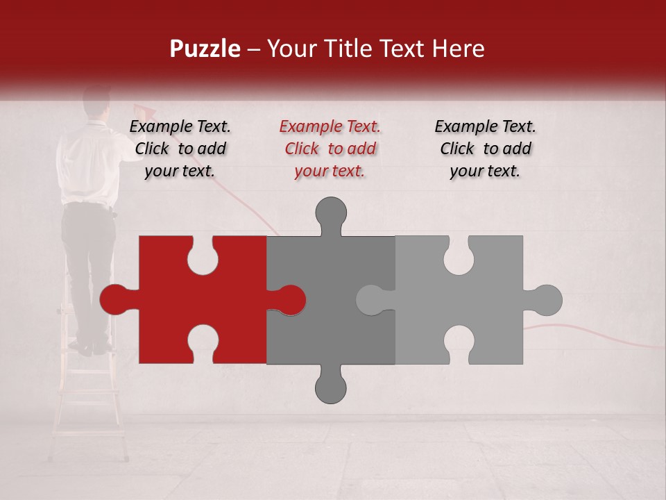 A Man Standing On A Ladder Drawing A Line On A Wall PowerPoint Template