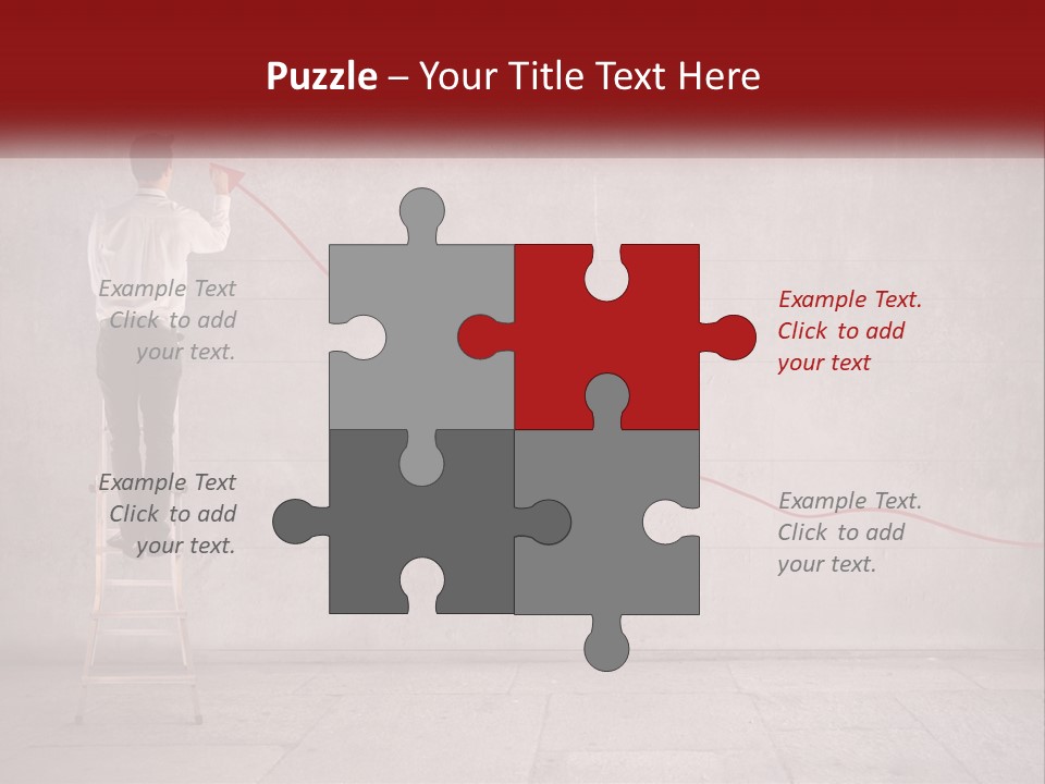 A Man Standing On A Ladder Drawing A Line On A Wall PowerPoint Template