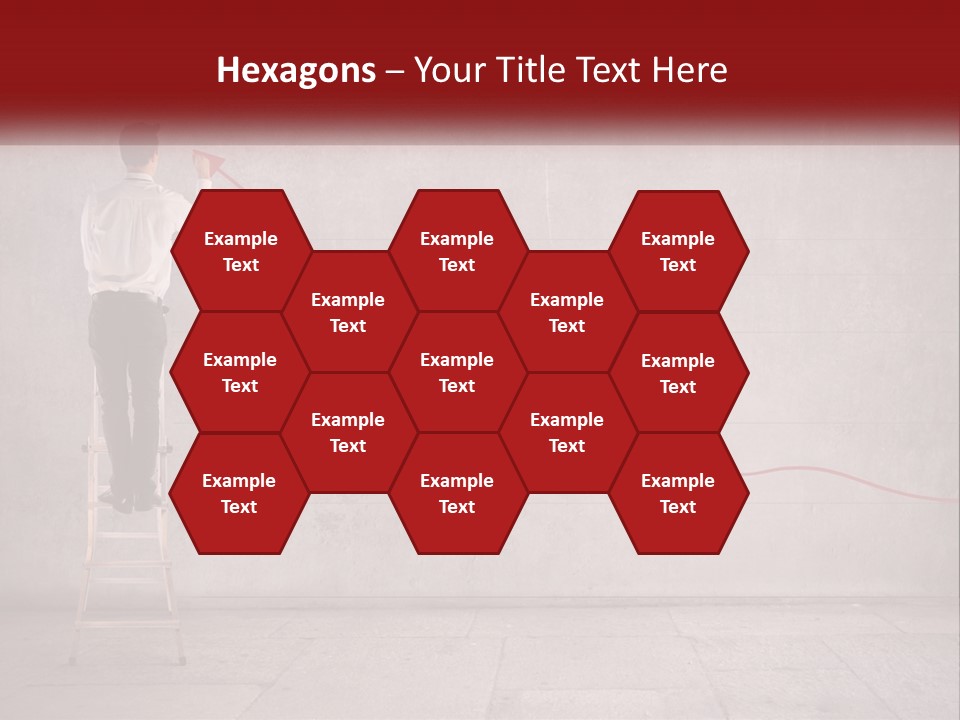 A Man Standing On A Ladder Drawing A Line On A Wall PowerPoint Template