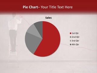 A Man Standing On A Ladder Drawing A Line On A Wall PowerPoint Template