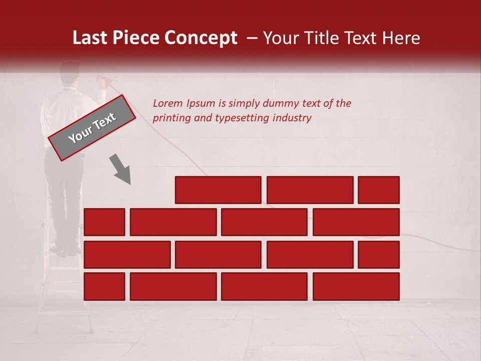 A Man Standing On A Ladder Drawing A Line On A Wall PowerPoint Template