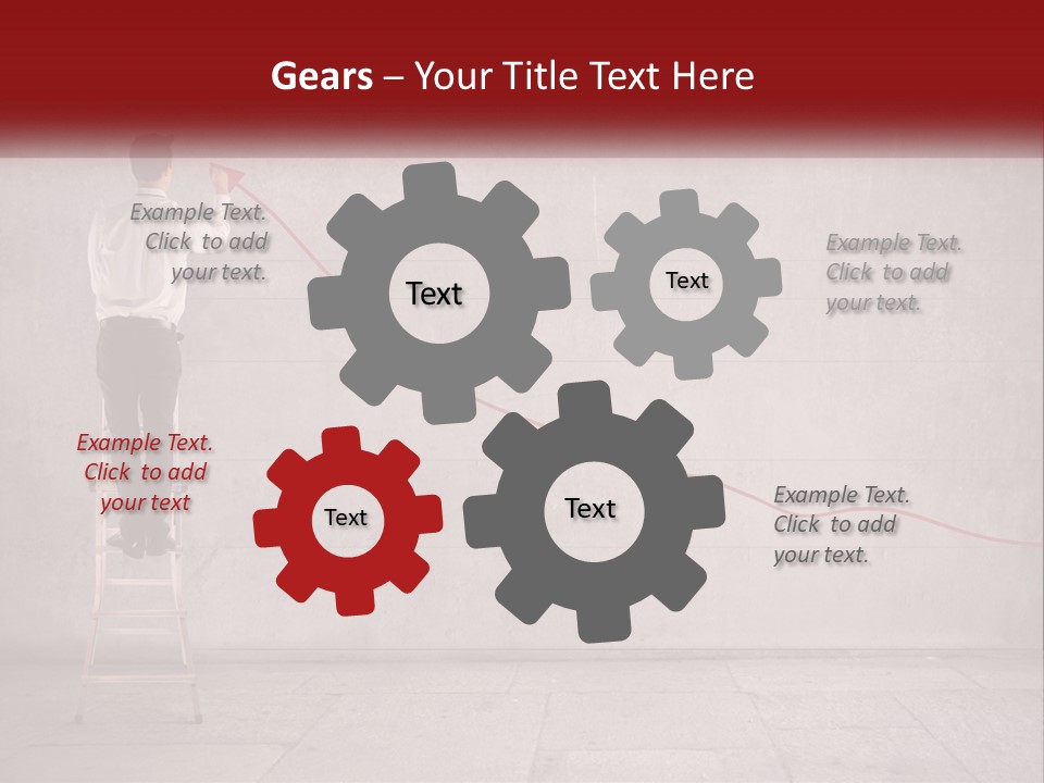 A Man Standing On A Ladder Drawing A Line On A Wall PowerPoint Template