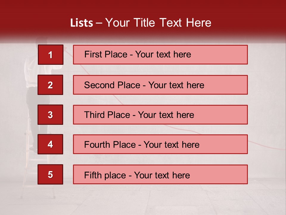 A Man Standing On A Ladder Drawing A Line On A Wall PowerPoint Template