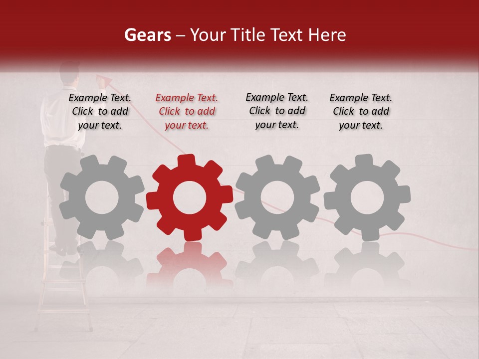 A Man Standing On A Ladder Drawing A Line On A Wall PowerPoint Template