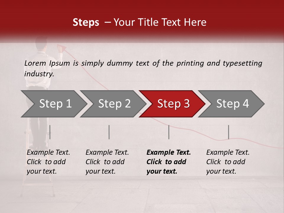 A Man Standing On A Ladder Drawing A Line On A Wall PowerPoint Template