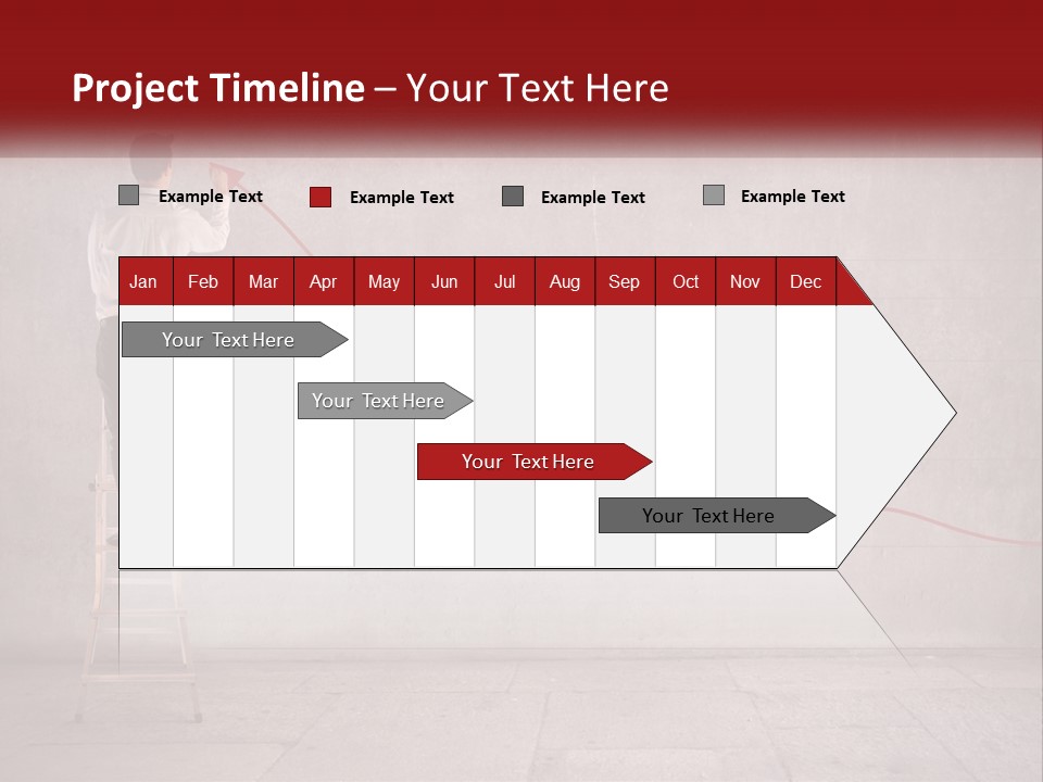A Man Standing On A Ladder Drawing A Line On A Wall PowerPoint Template