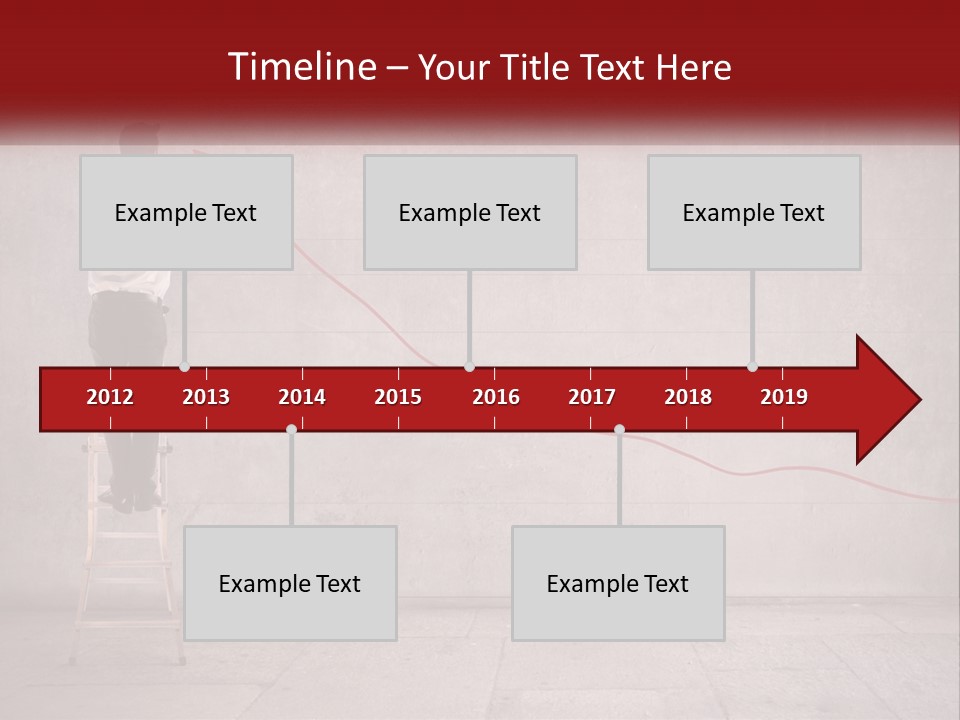 A Man Standing On A Ladder Drawing A Line On A Wall PowerPoint Template